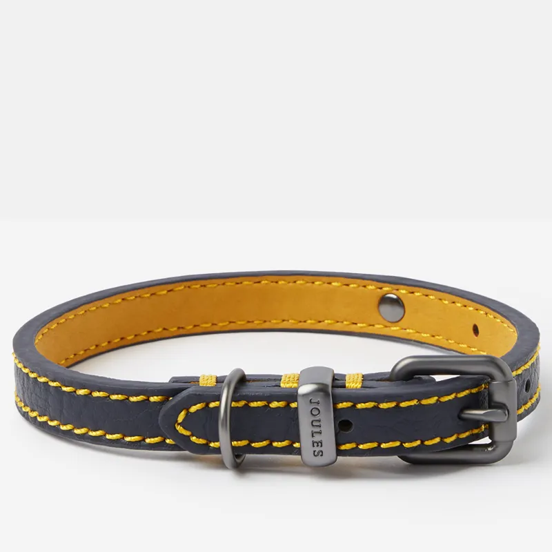 Joules Leather Dog Collar Navy